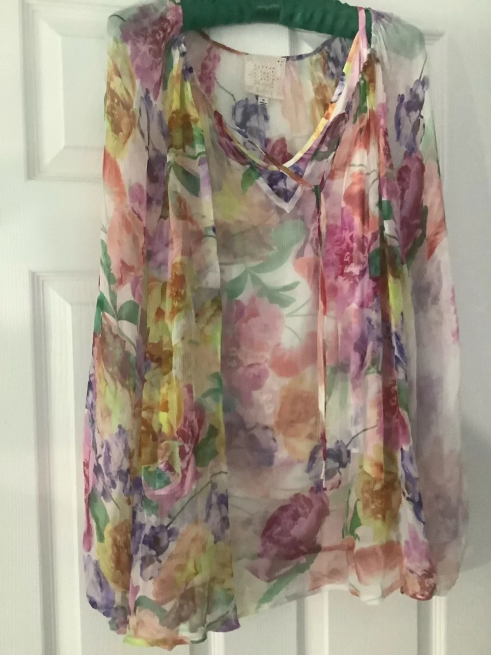 Johnny Was 100% Silk floral Blouse Size 1X matching tank - Picture 2 of 11